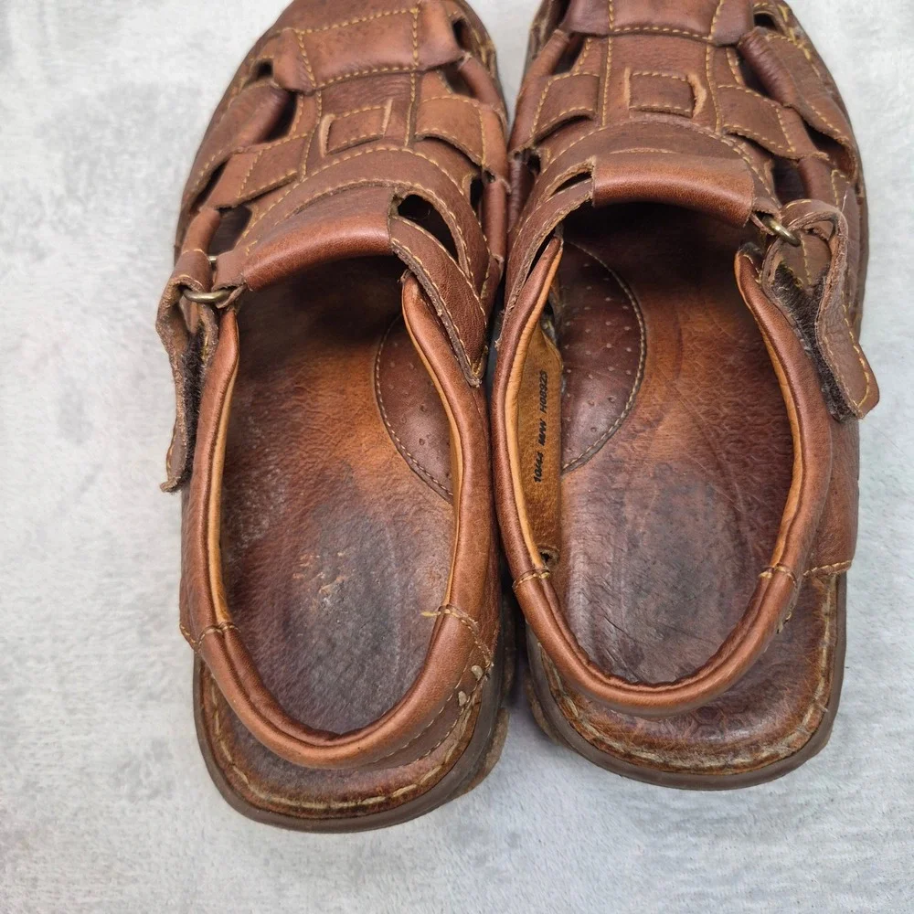 Born Cabot III Mens Brown Leather Fisherman Sandals Closed Toe Jesus 10 Dadcore